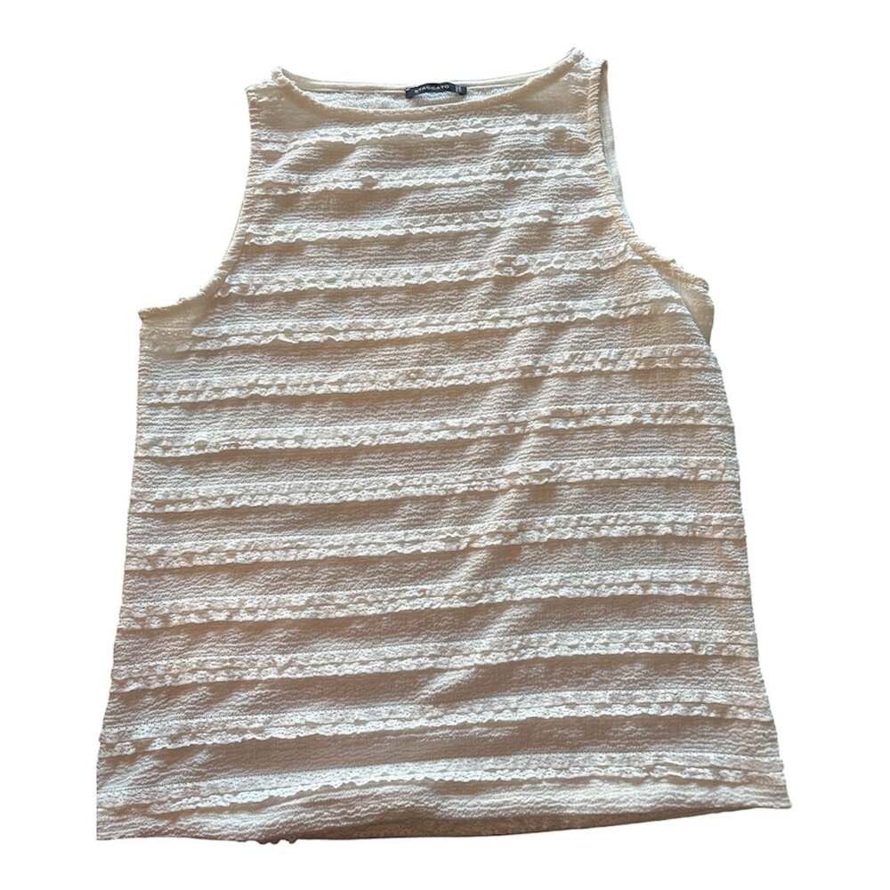 Staccato Sleeveless Textured Lace Stripe Top Size M